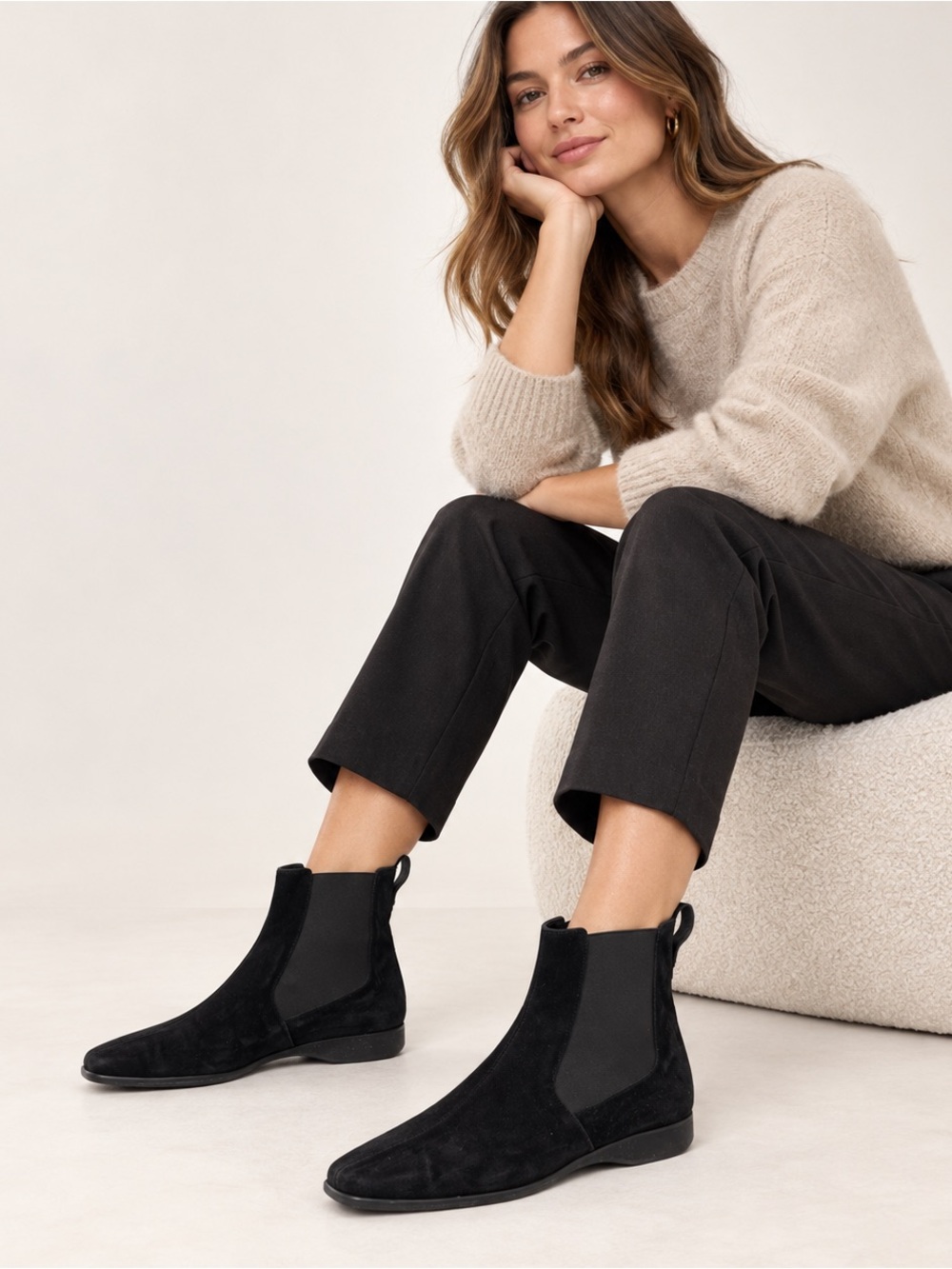Salvatore Ferragamo black suede Chelsea boots Size 8.5 AA.